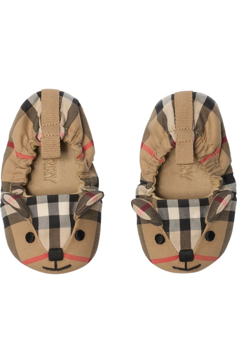 Burberry Thomas Bear Check Cotton Booties, Alternate, color, Sand Beige