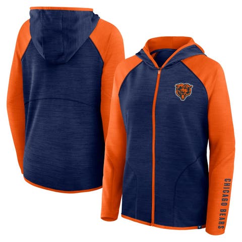 Women's Fanatics Navy/Orange Chicago Bears Redzone End Around Pass Raglan Full-Zip Hoodie