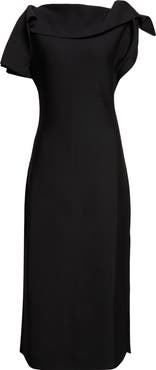 Oscar de la Renta Drape Neck Sweater Dress