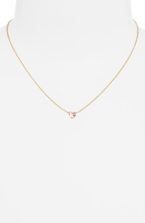 Shop Nadri Heart Pendant Necklace In Gold/light Pink