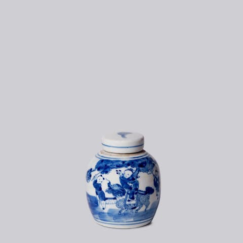 Porcelain Mini Playing Children Round Jar