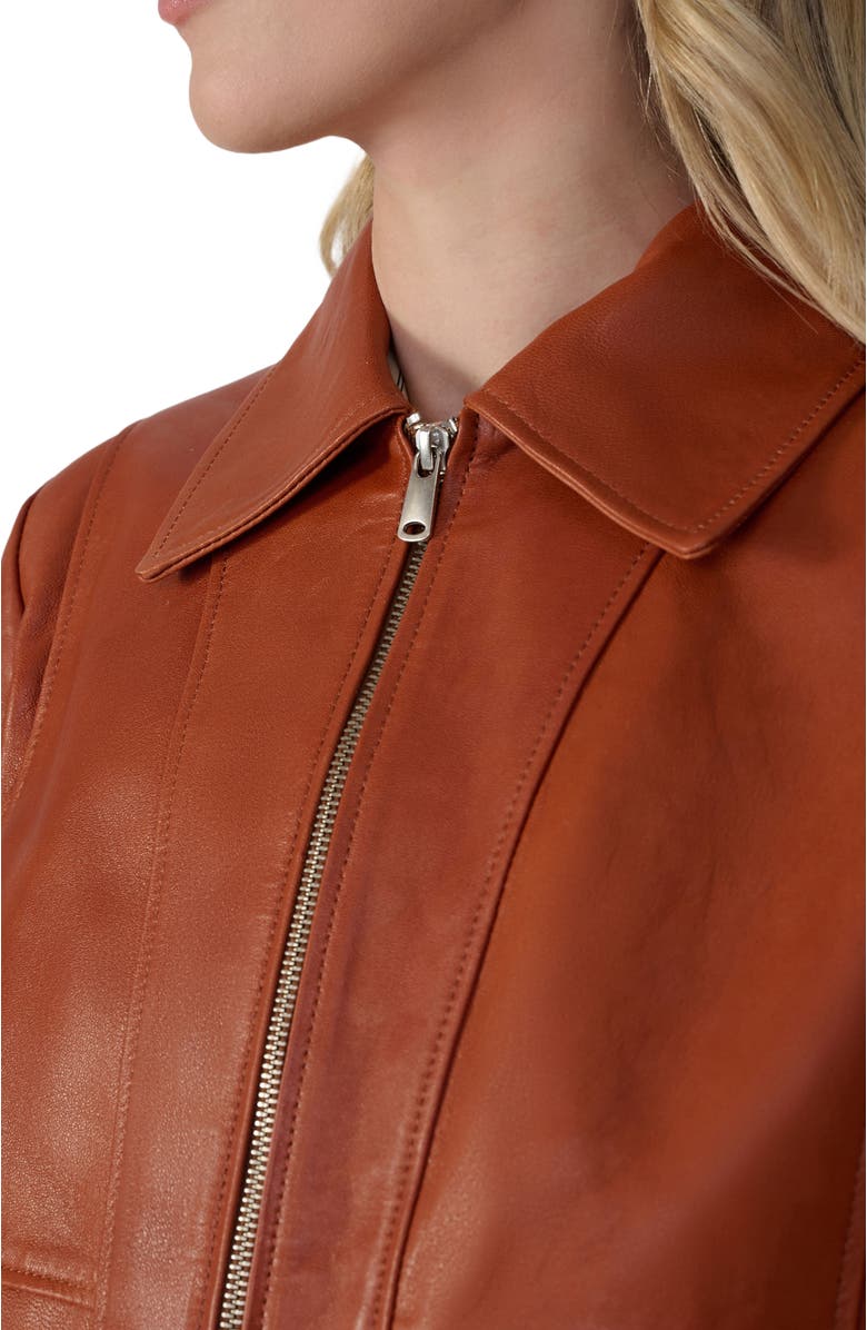 FURNIQ UK Daisy Leather Jacket, Alternate, color, Whiskey