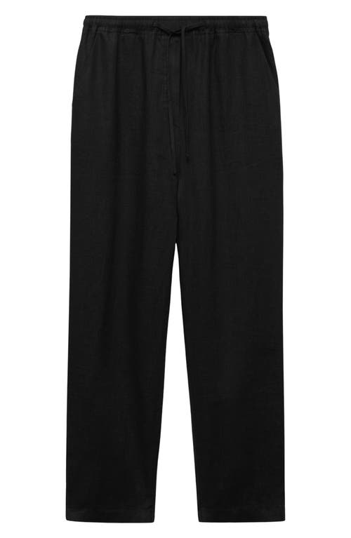 Shop Mango Linen Drawstring Pants In Black