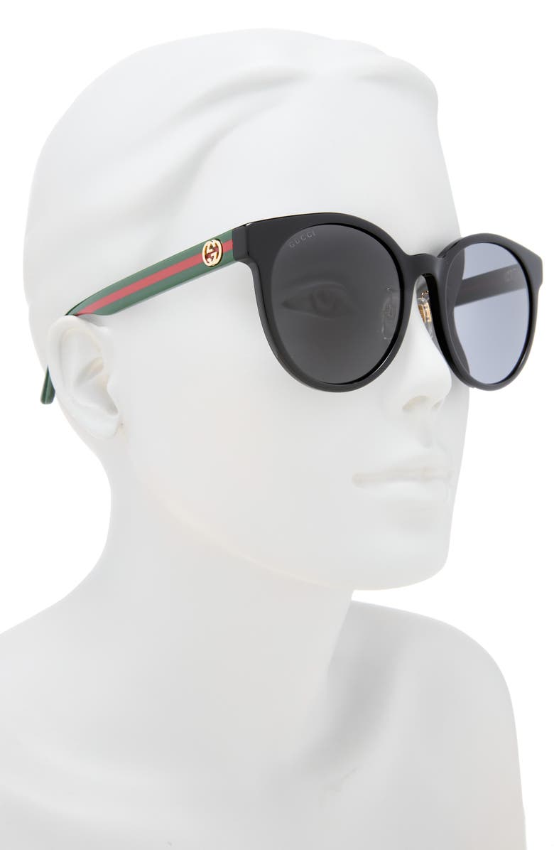 Gucci 55mm Round Sunglasses, Alternate, color, Black Multicolor Grey