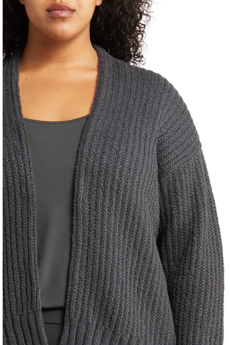 Open Front Organic Cotton Cardigan, Alternate, color, GRAPHITE
