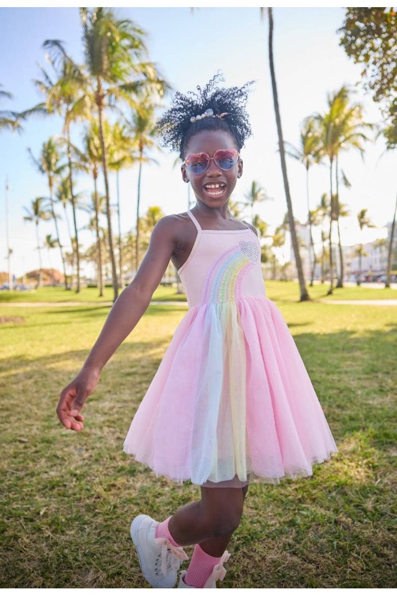 Heart Rainbow Tulle Dress, Alternate, color, Pink