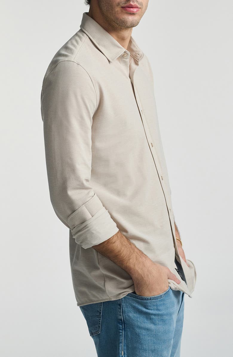 Mavi Jeans Piqué Button-Up Shirt, Alternate, color, Silver Lining