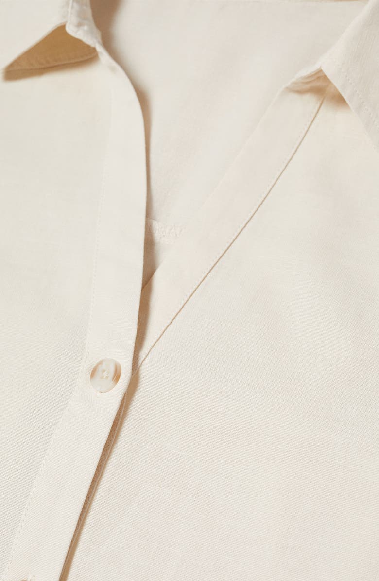 MANGO Short Sleeve Cotton & Linen Button-Up Shirt, Alternate, color,
