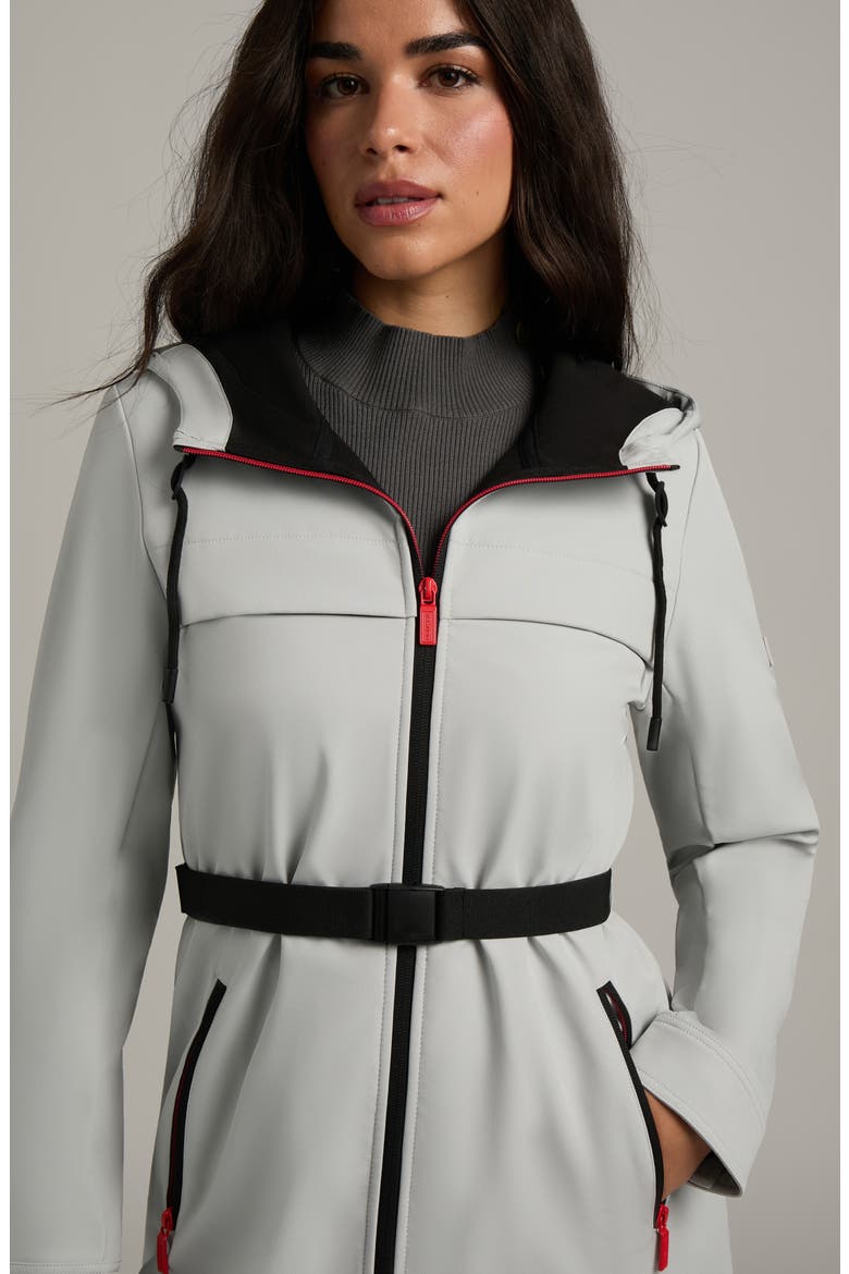 Reina Water Repellent Softshell Belted Coat, Alternate, color, SILVER GREY