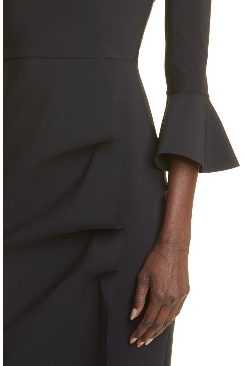 Astra Bell Sleeve Cocktail Gown, Alternate, color, BLACK