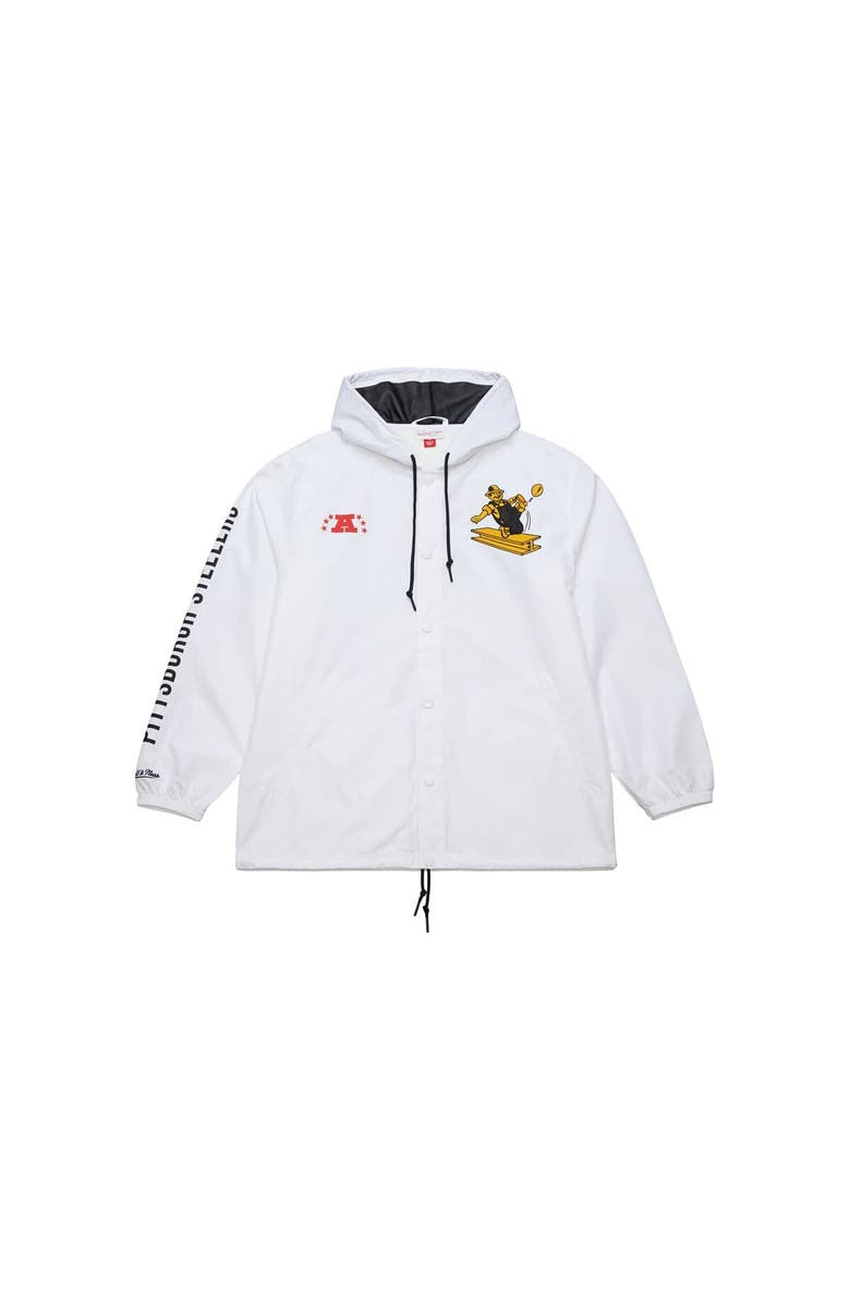Mitchell & Ness Men's Mitchell & Ness White Pittsburgh Steelers Vintage Logo Coaches Full-Snap Hoodie Jacket, Alternate, color, White