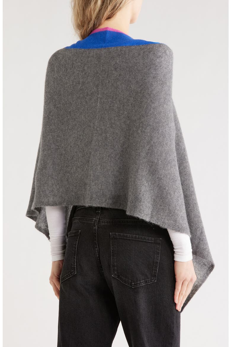 Colorblock Cashmere Poncho, Alternate, color, PEWTER/ BLUE BELL/ FUSCHIA