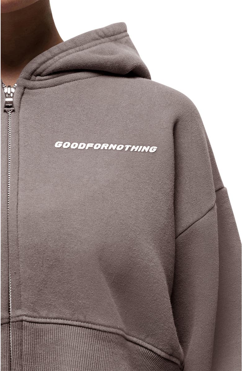 Good For Nothing Vintage Taupe Crop Zip Hoodie, Alternate, color, Brown
