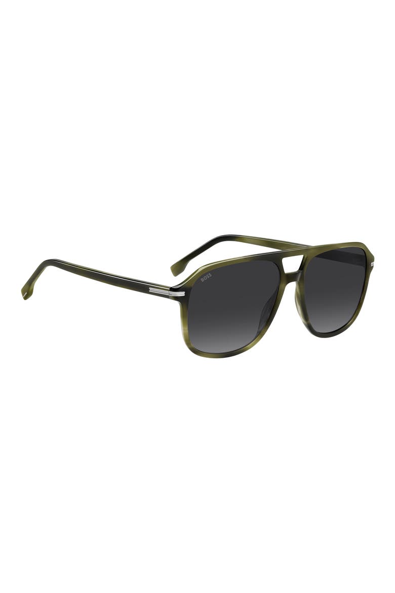 57mm Square Sunglasses, Alternate, color, GREEN HORN/ DARK GREY SF