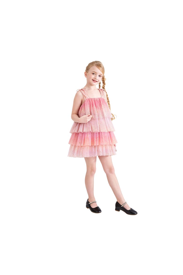 Lysette Glitter Tier Dress, Alternate, color, Pink