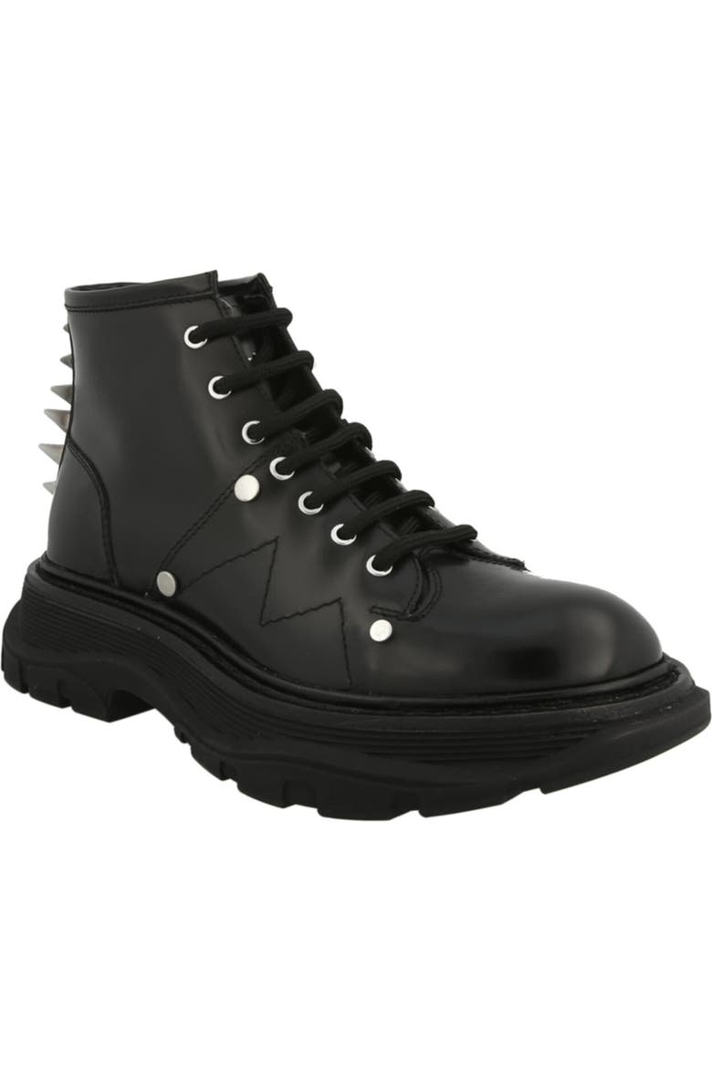 McQueen Studded Combat Bootie, Main, color, Black