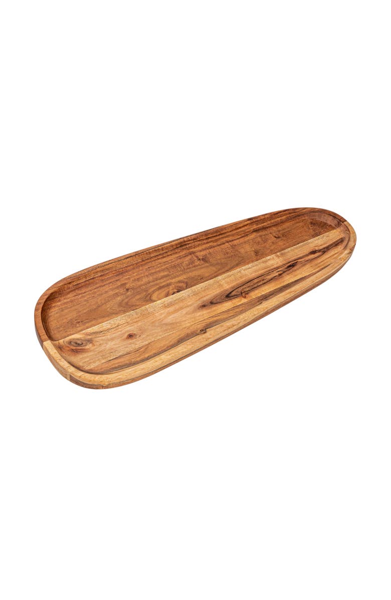 Storied Home Long Acacia Wood Oval Serving Tray, Main, color, Natural