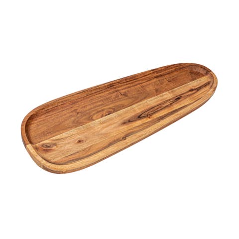 Long Acacia Wood Oval Serving Tray