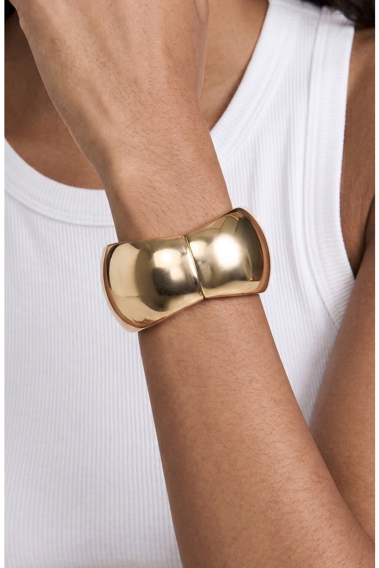 Statement Wave Bangle, Alternate, color, GOLD
