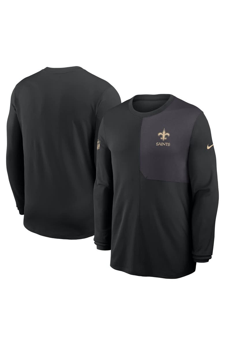 Nike Men's Nike Black New Orleans Saints Sideline Coach UV Dri-FIT Long Sleeve Shirt, Main, color, Black