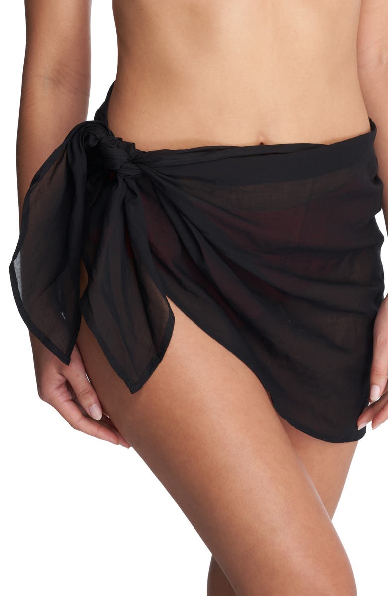 Natori Cotton Sarong, Main, color, Black