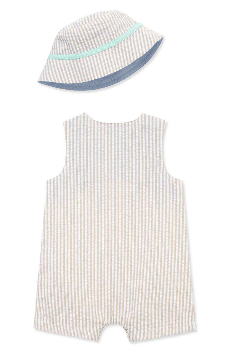 Little Me Safari Romper & Hat Set, Alternate, color, Tan