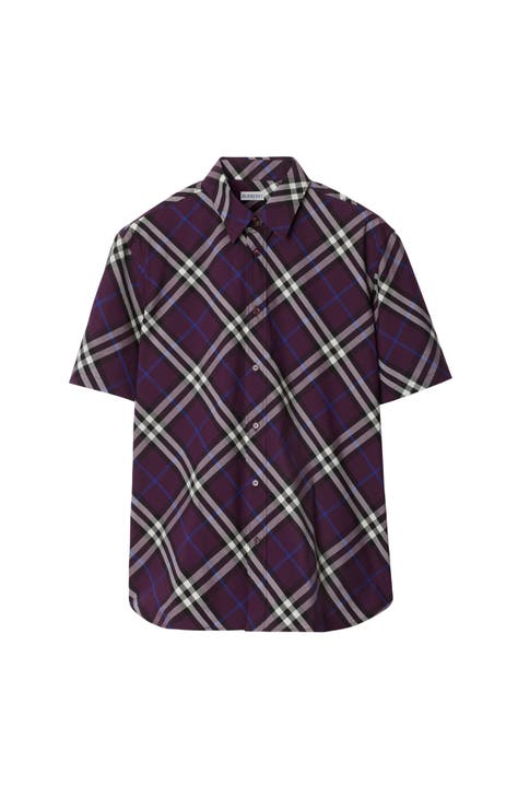 Mens purple burberry shirt best sale