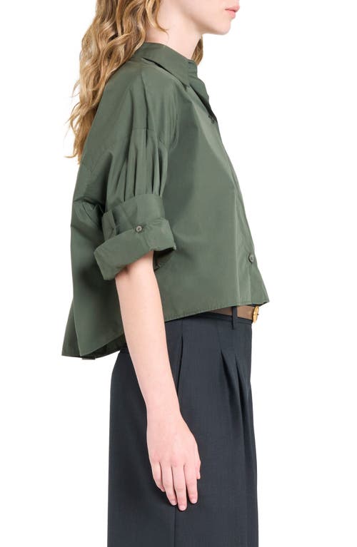 Twp Next Ex Crop Cotton Button-up Shirt In Green