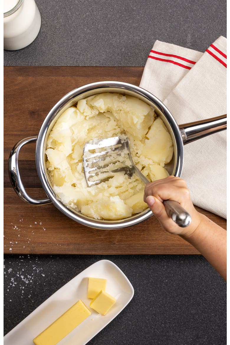 Essential™potato masher, Alternate, color, Metallic Silver