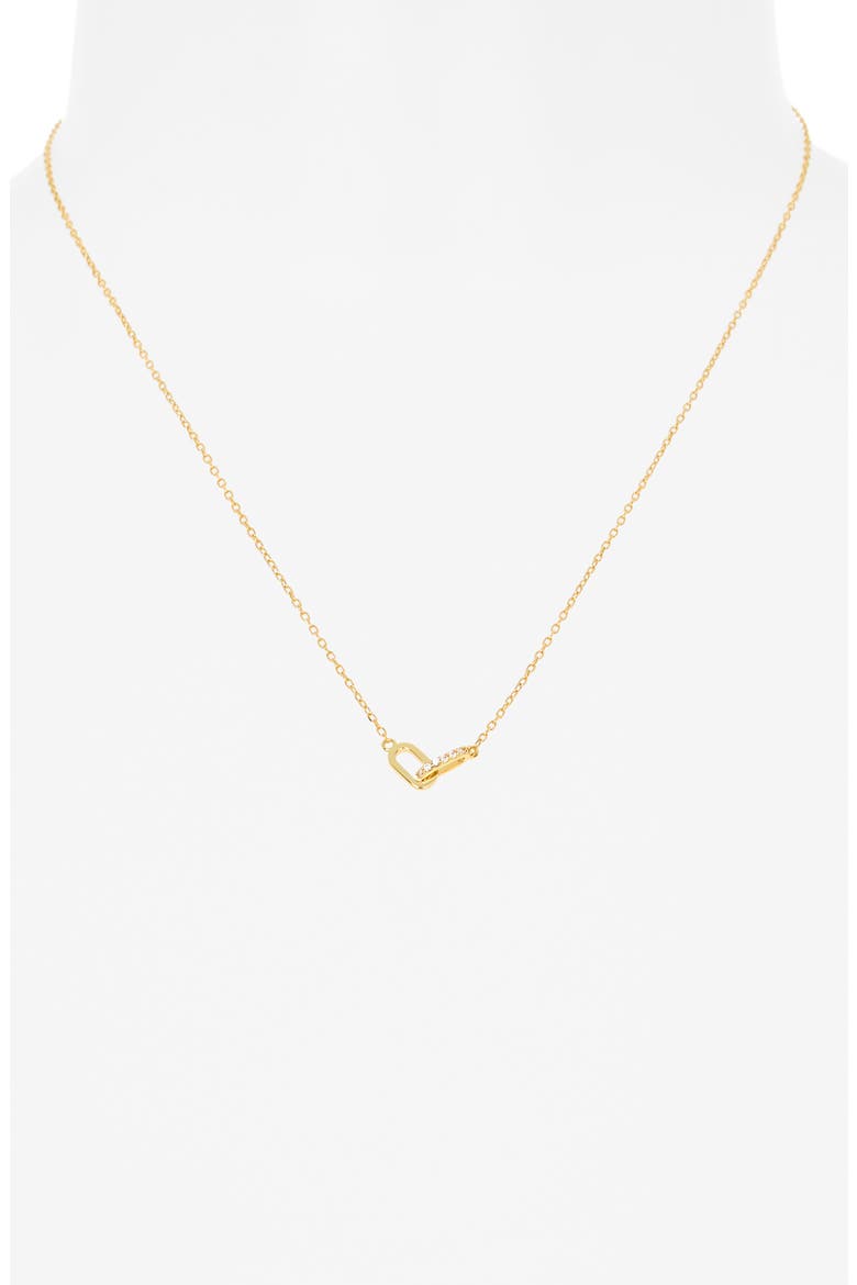Pavé Cubic Zirconia Interlock Pendant Necklace, Alternate, color, GOLD
