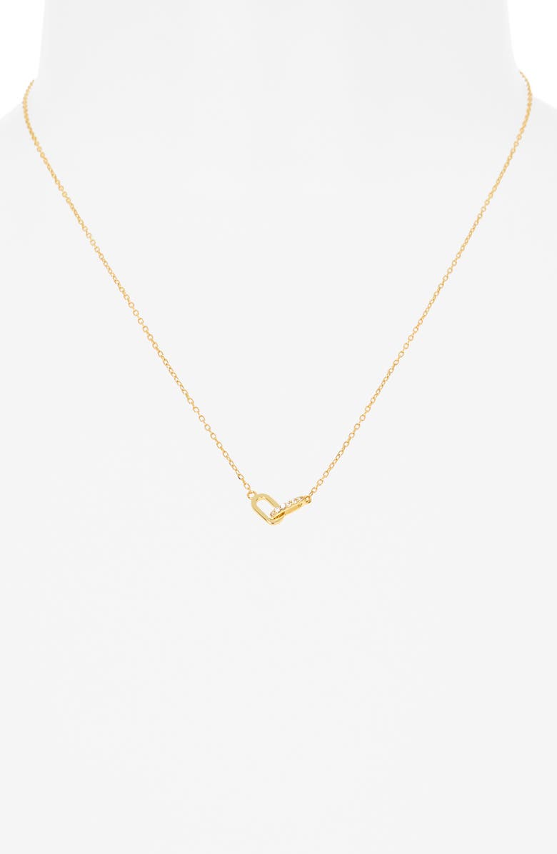 Argento Vivo Sterling Silver Pavé Cubic Zirconia Interlock Pendant Necklace, Alternate, color, Gold