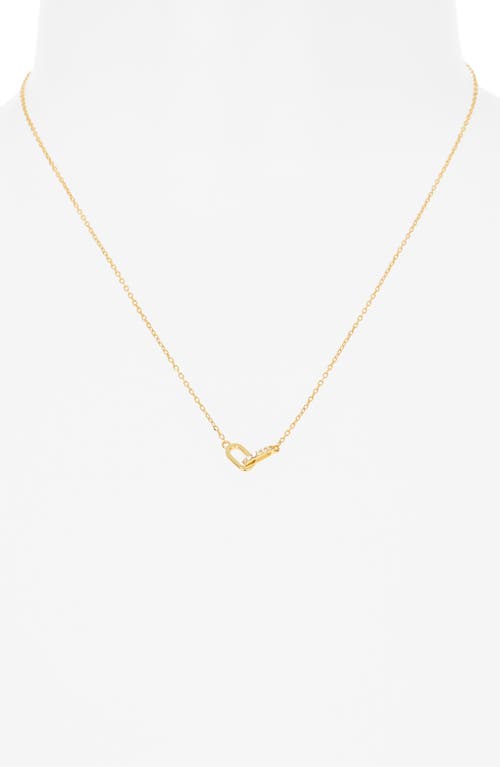 Argento Vivo Sterling Silver Pavé Cubic Zirconia Interlock Pendant Necklace In Gold
