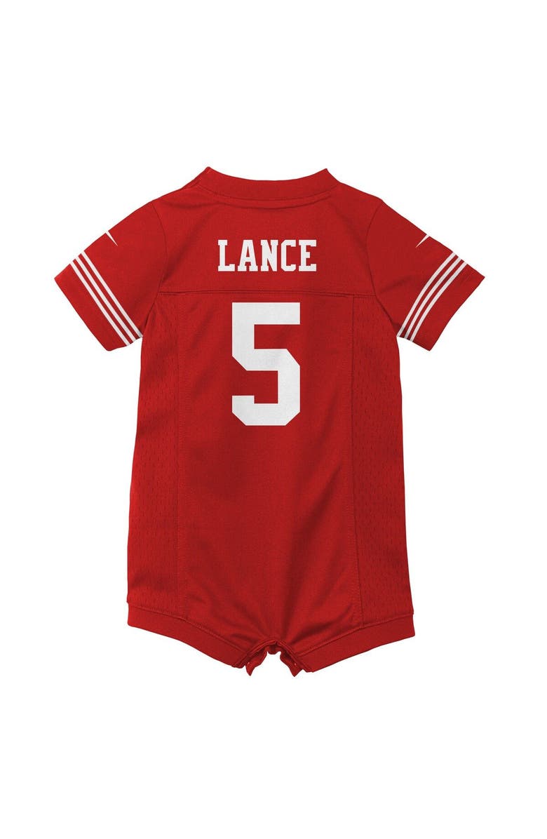 Nike Infant Nike Trey Lance Scarlet San Francisco 49ers Romper Game Jersey, Alternate, color, Scarlet