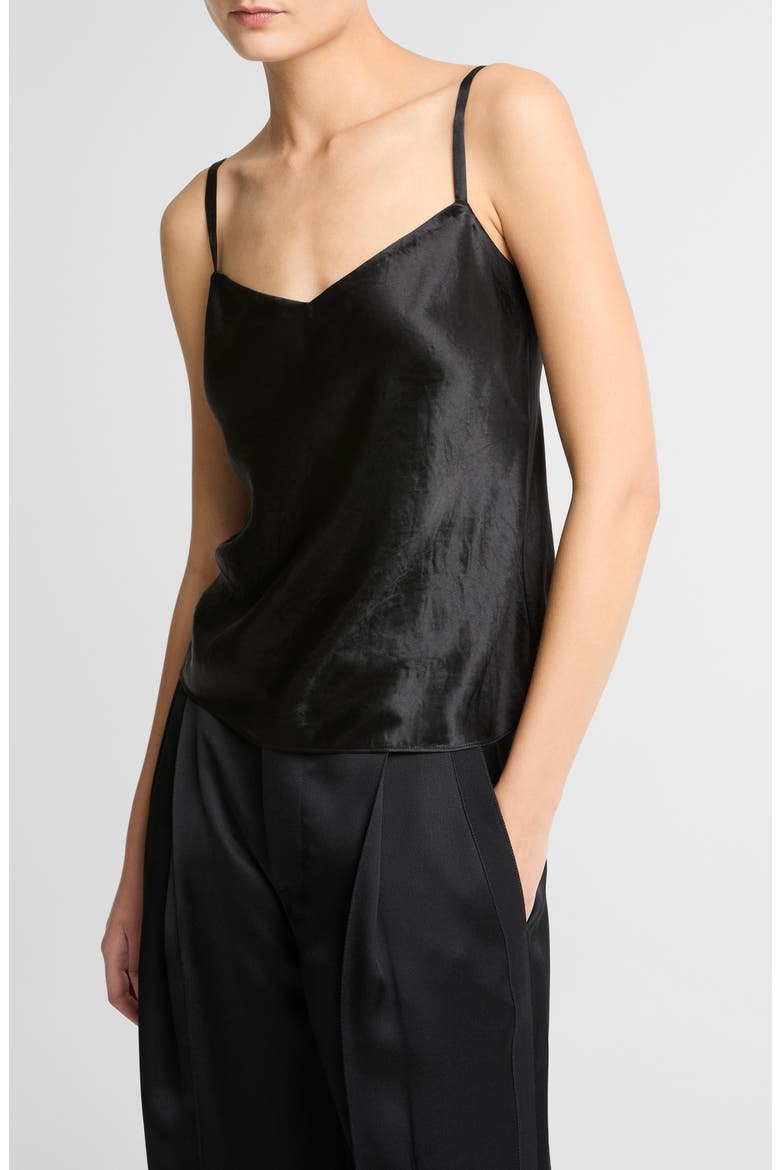 Crinkle Satin Camisole, Alternate, color, BLACK