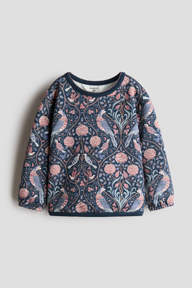 Patterned Cotton Sweatshirt, Alternate, color, Dark turquoise/patterned