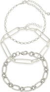 Sterling Forever Set of 3 Chain Bracelets