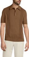 Lands' End Short Sleeve Vertical Rib Button Down Sweater Polo