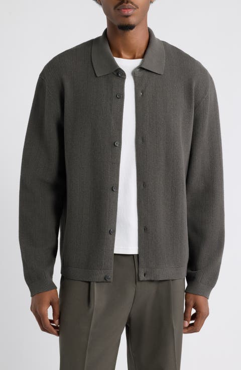 Textured Button-Up Sweater