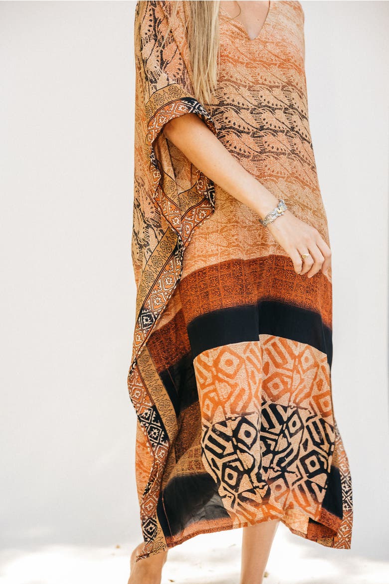 Long Caftan June, Alternate, color, Brown & Orange