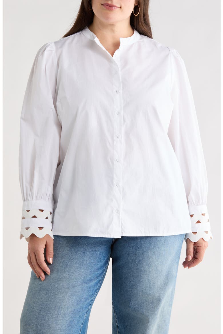 Ziana Cotton Poplin Button-Up Shirt, Main, color, WHITE