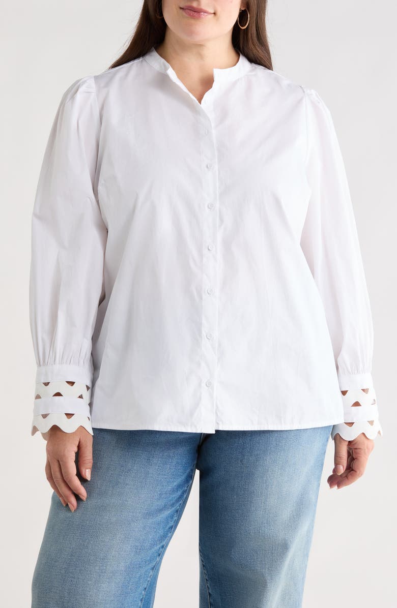 SUGARLIPS Ziana Cotton Poplin Button-Up Shirt, Main, color, White