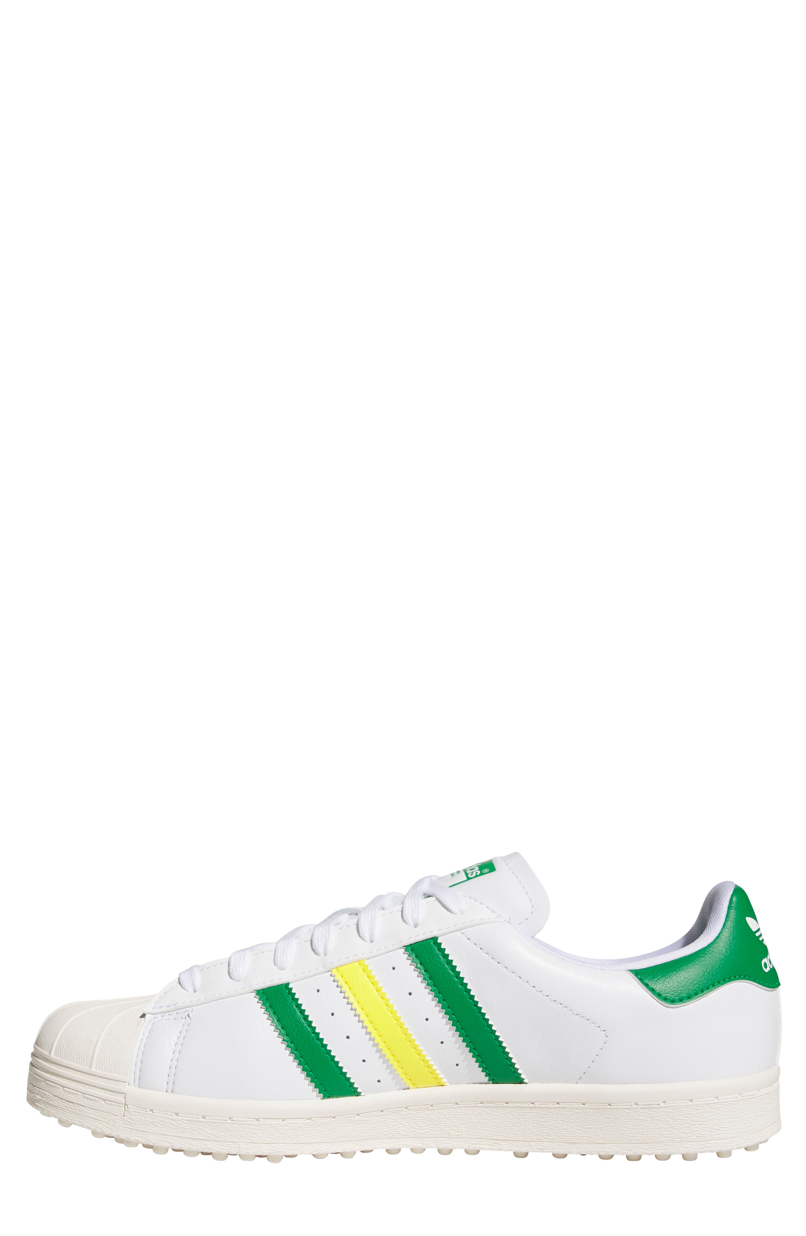 adidas Superstar Spikeless Golf Sneaker, Alternate, color, White/ Green/ Yellow