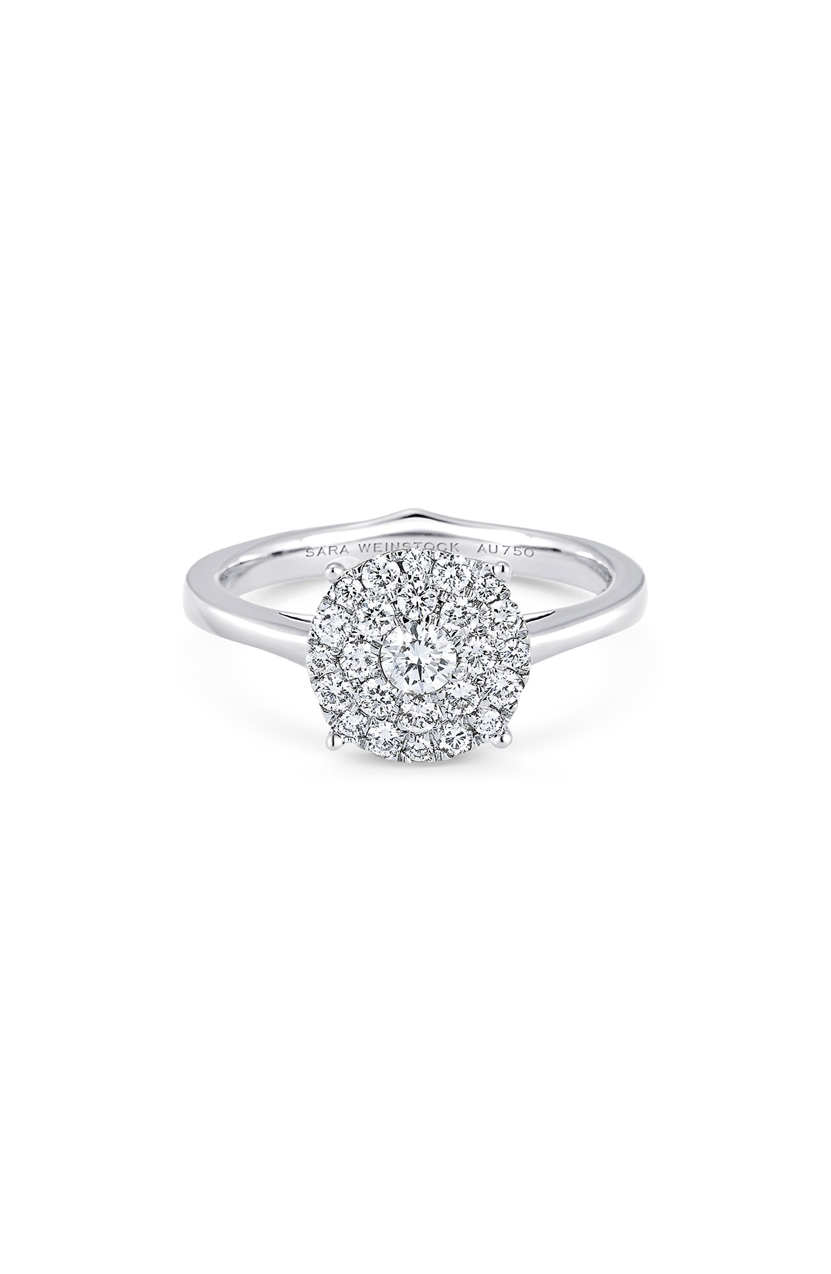 Sara Weinstock White Gold Illusion Round Diamond Cluster Ring - 0.48 ...
