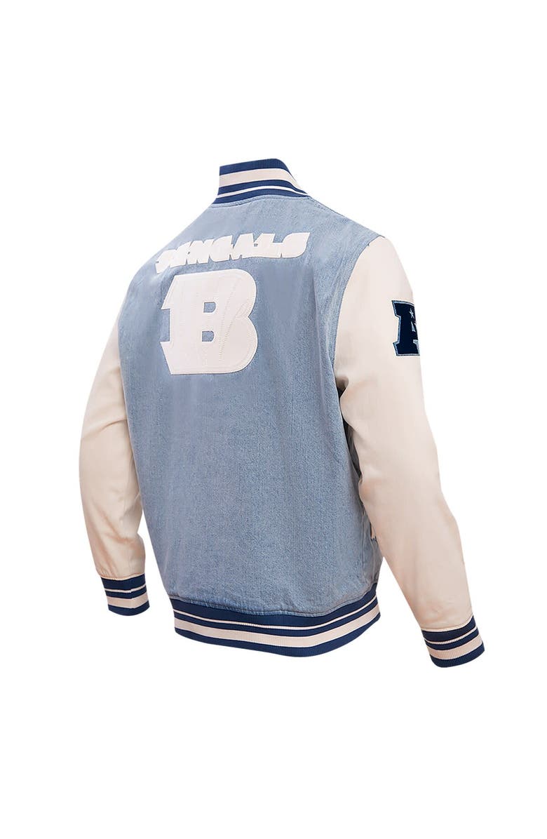 PRO STANDARD Men's Pro Standard Denim Cincinnati Bengals Varsity Blues Full-Snap Varsity Jacket, Alternate, color, Denim