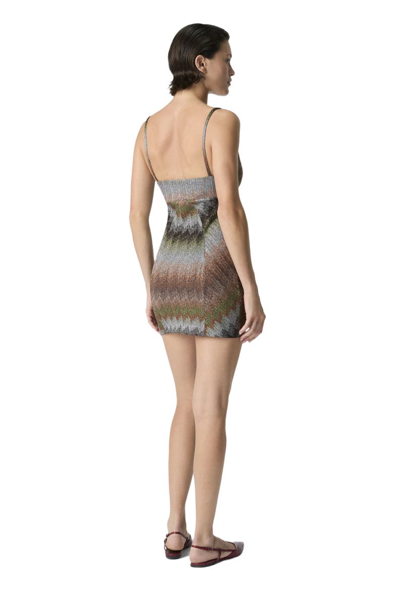Sleeveless Mini Dress In Viscose Lamé With Deep Neckline, Alternate, color, Multicoloured