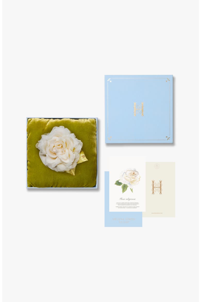 The White Rose Floral Brooch, Alternate, color, White