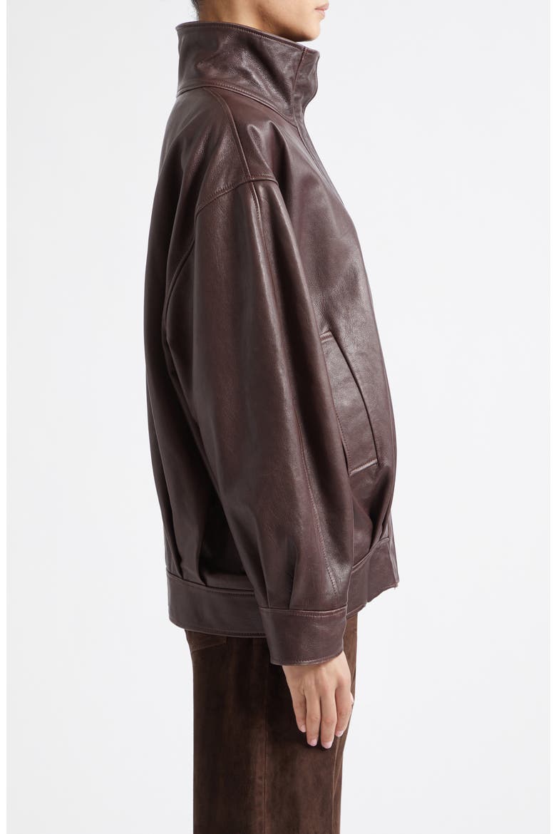 Paula Leather Bomber Jacket, Alternate, color, COFFEE BEAN