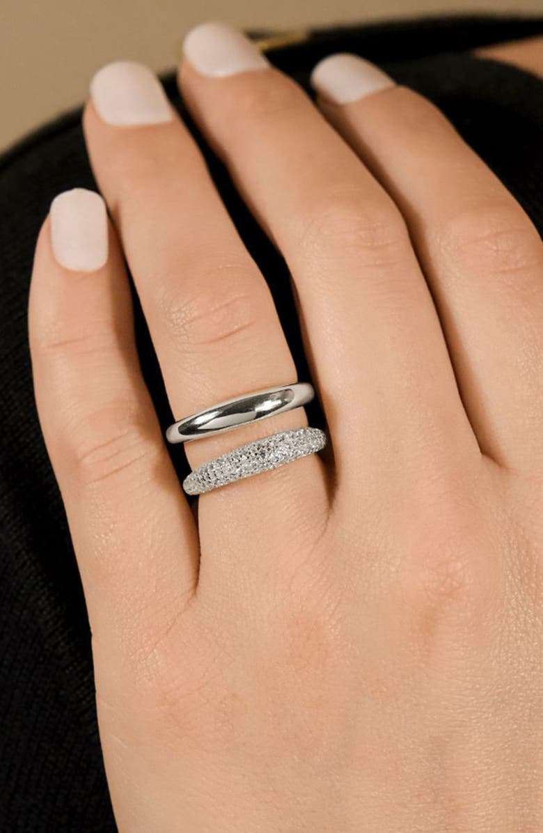 Sterling Forever Maisey Cubic Zirconia Double Band Ring, Alternate, color, Silver