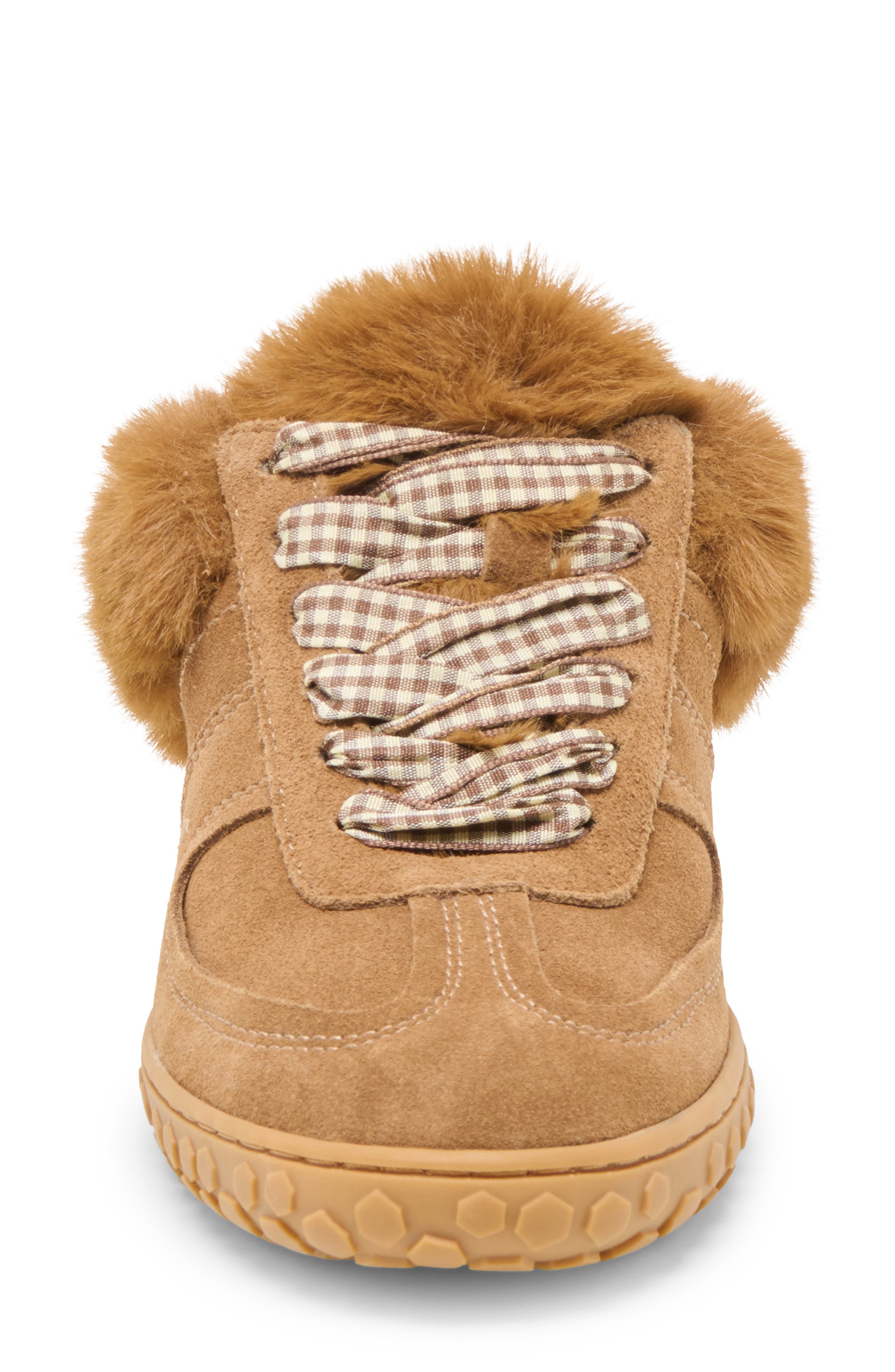 Izzey Faux Fur Sneaker, Alternate, color, LIGHT BROWN SUEDE