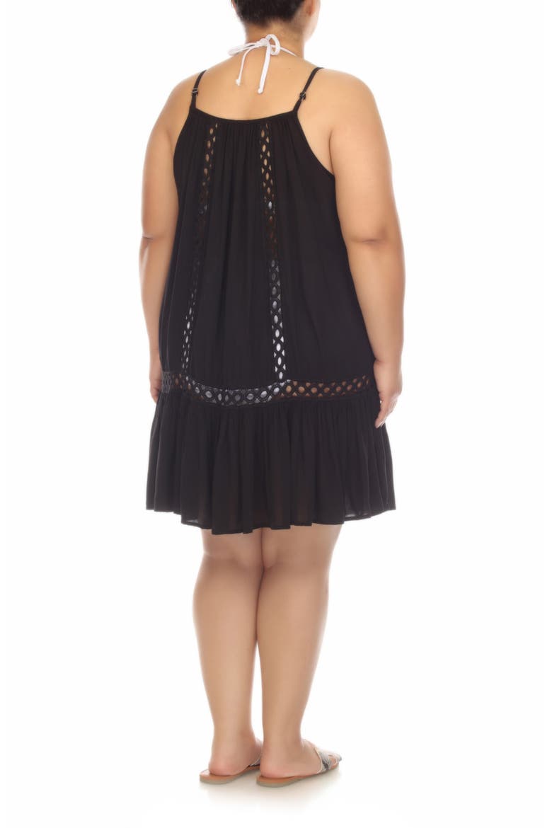 Crochet Inset Cover-Up Dress, Alternate, color, BLACK